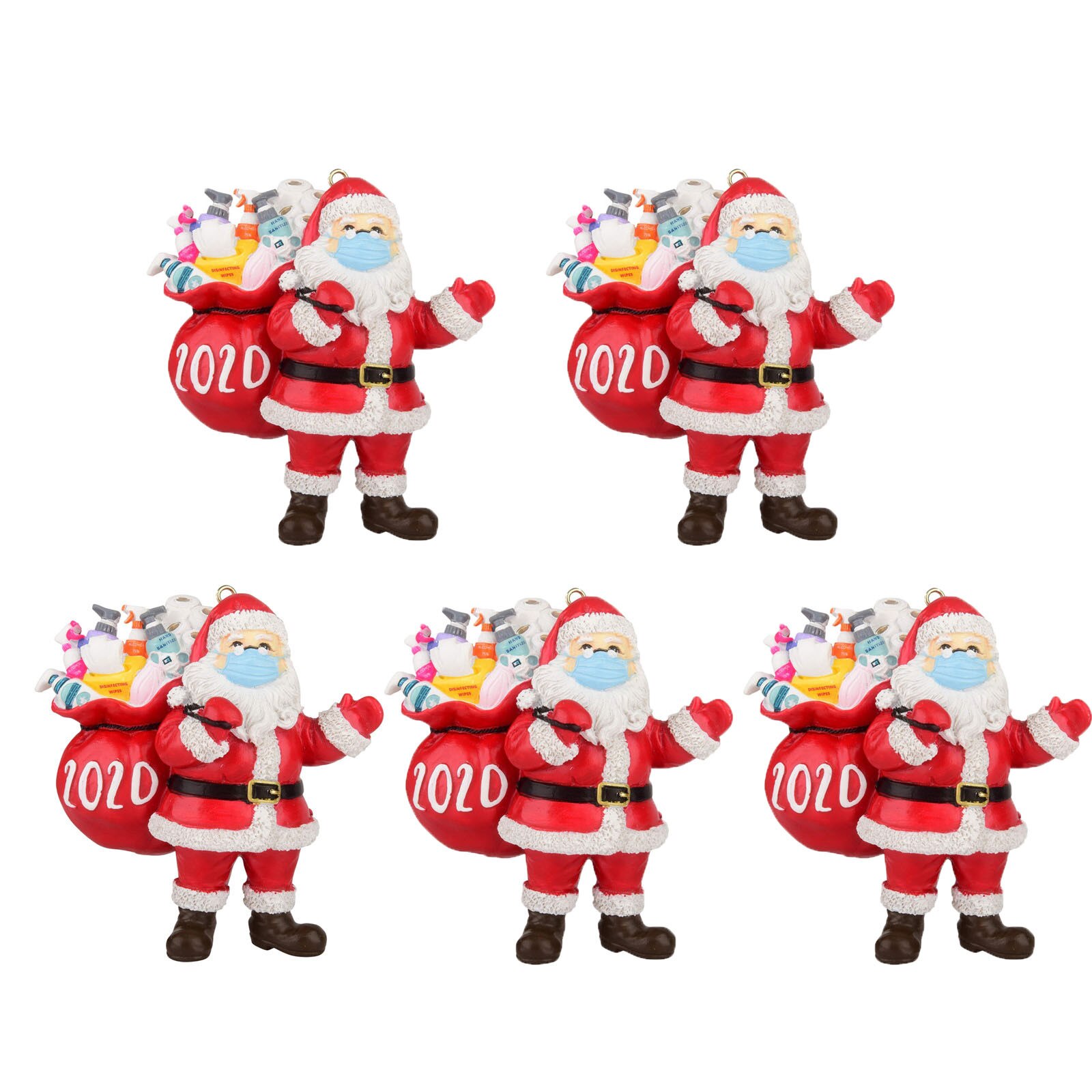 Adornos navideños de Papá Noel para mascarilla, adornos navideños para el hogar: 5pcs