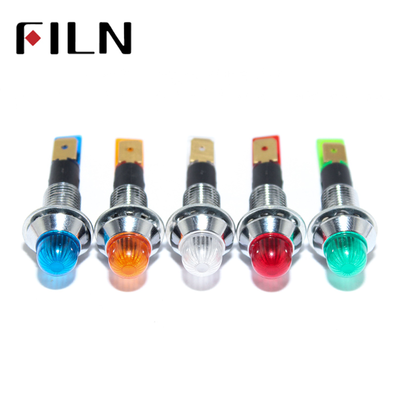 10mm led-valo punainen keltainen sininen vihreä metalli 6v 36v 110v 220v 12v led-merkkivalo nastoilla