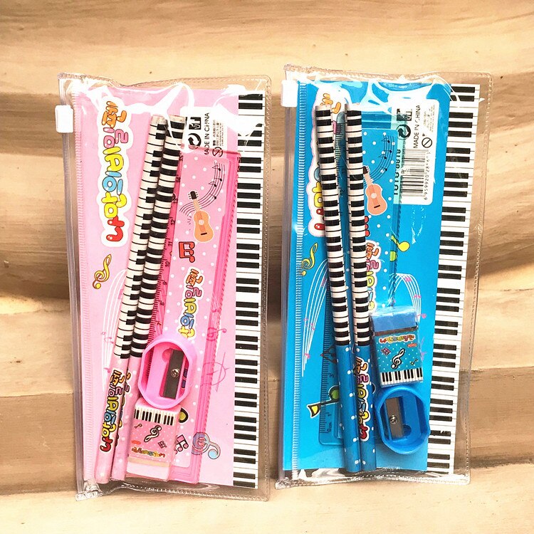 Musik klaver note brevpapir sæt pen taske børnehave fødselsdag studerende blyant lineal viskelæder slibemaskine skole papirvarer