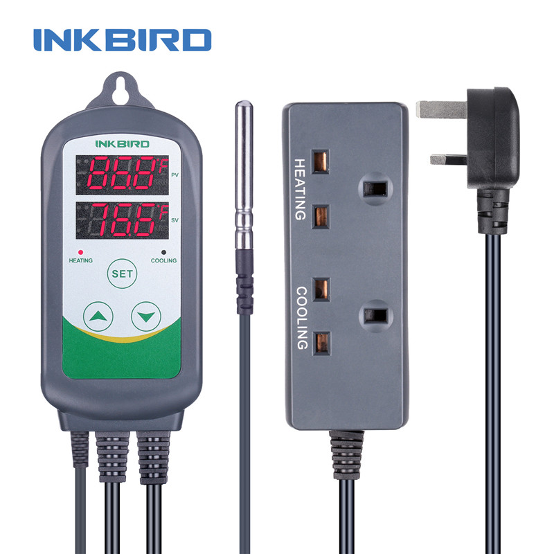 Inkbird ITC-308 jusqu'à 2,000W(220V) régulateur de température à double relais de chauffage et de refroidissement pour appareils électriques à domicile: UK socket