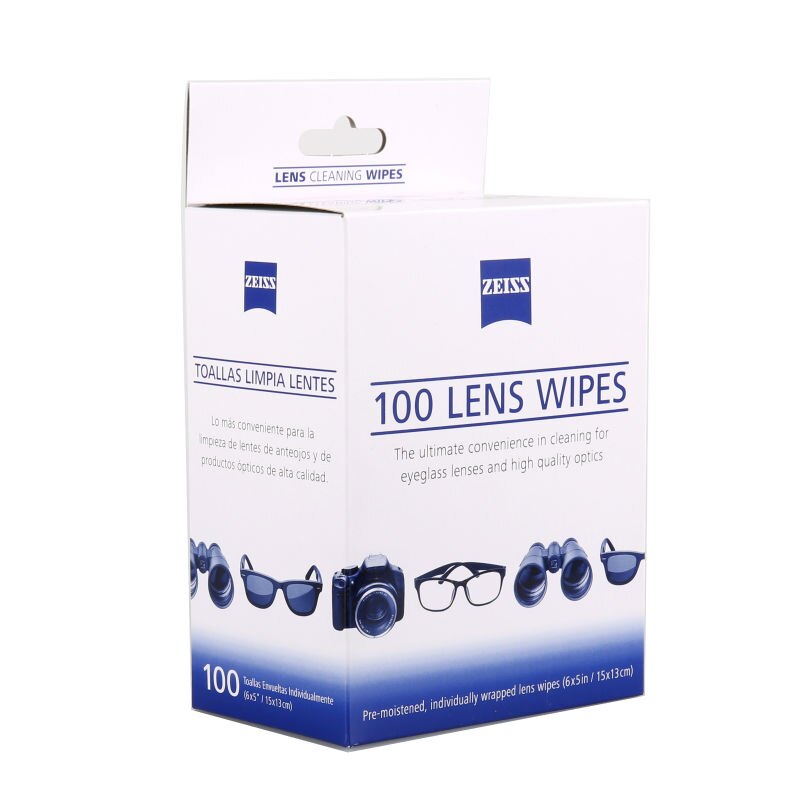 Prix 100 compte de lingettes pré-humidifiées ZEISS pour le nettoyage des lentilles de lunettes