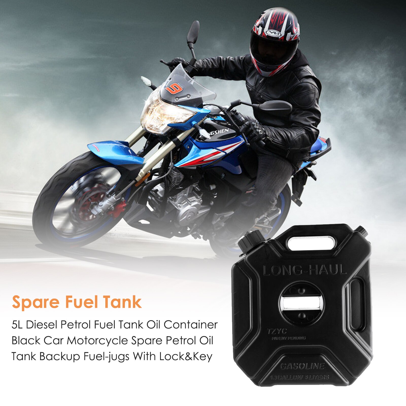 5L Diesel Petrol Fuel Tank Oil Container Black Car Motorcycle Spare Petrol Oil Tank Backup Fuel-jugs With Lock&Key