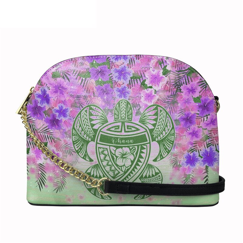 Nopersonality Polynesische Schildpad Met Hibiscus Print Vrouwen Pu Lederen Tas Brand Luxe Shell Tas Stijlvolle Schoudertas