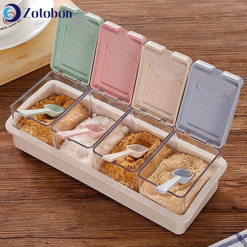 ZOTOBON-caja de condimento de paja de trigo, botella de almacenamiento de especias de cocina, sal, pimienta, comino en polvo, sal, pimienta, caja de herramientas F61