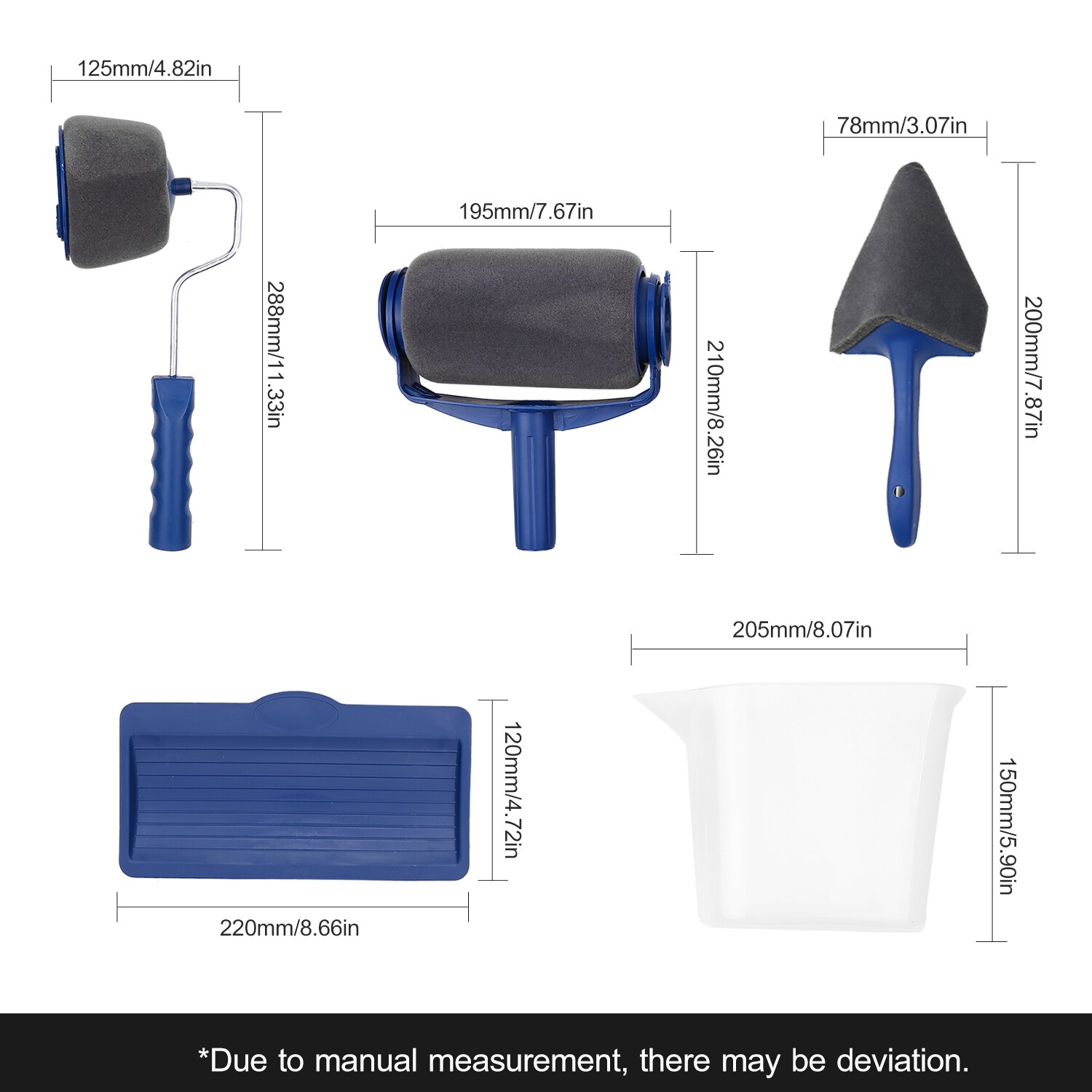 5-Piece Roller Brush Kit Paint Roller Brush Set Includes Roller Brush Painting Edger Corner Cutter Painter Tray Plastic Jug