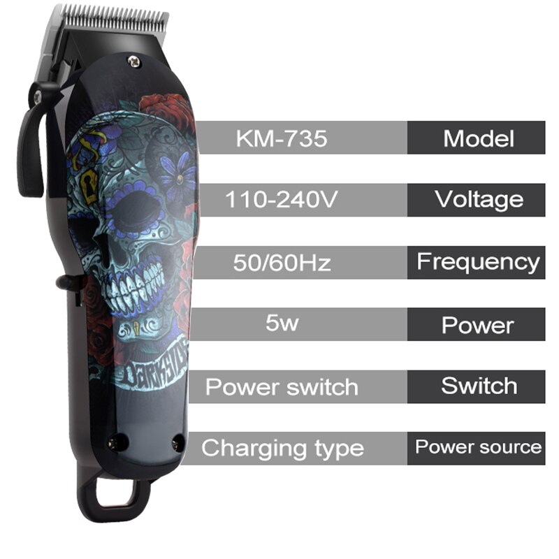 Cortadora de pelo Kemei inalámbrica, cortadora de pelo para hombres, cortadora de pelo eléctrica potente para Barba, batería de litio de 100v-240v
