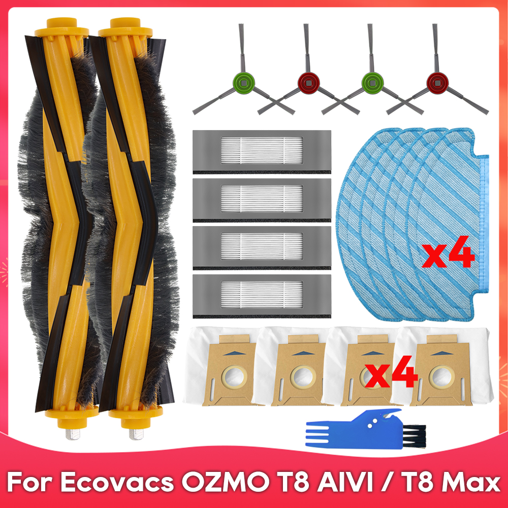 Passend für Ecovacs DEBOT OZMO T8+ / T8 AIVI / T8 Max / N8 Plus / N8 Profi Rolle Seitliche Bürste Filter Mopp Staubbeutel Zubehörteile: verrotten