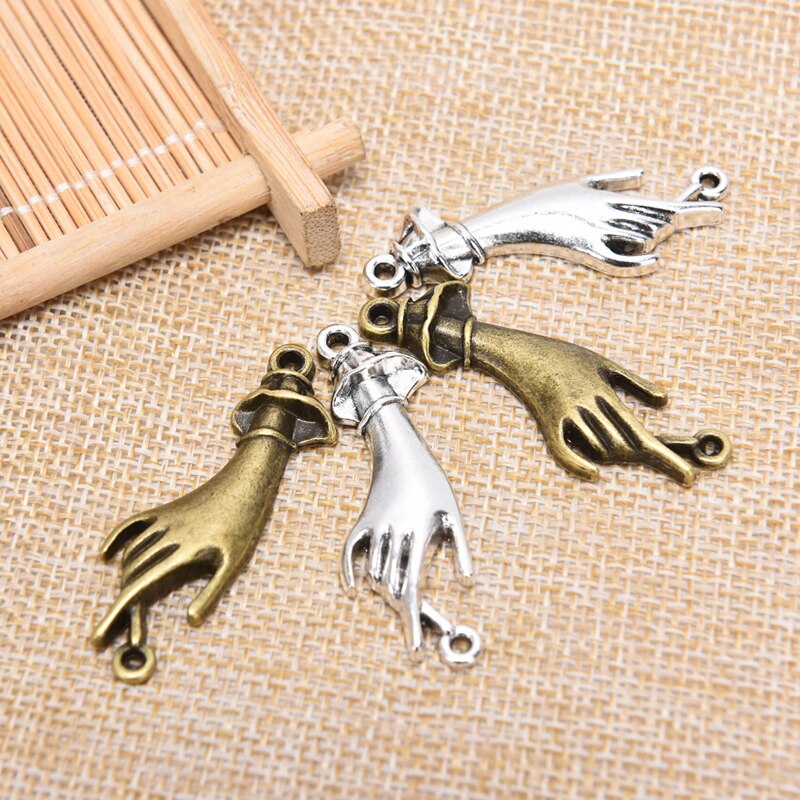 10Pcs Antiek Zilver Hand Connector Sieraden Bevindingen Bedels Voor Sieraden Maken Hand Connector Charmes