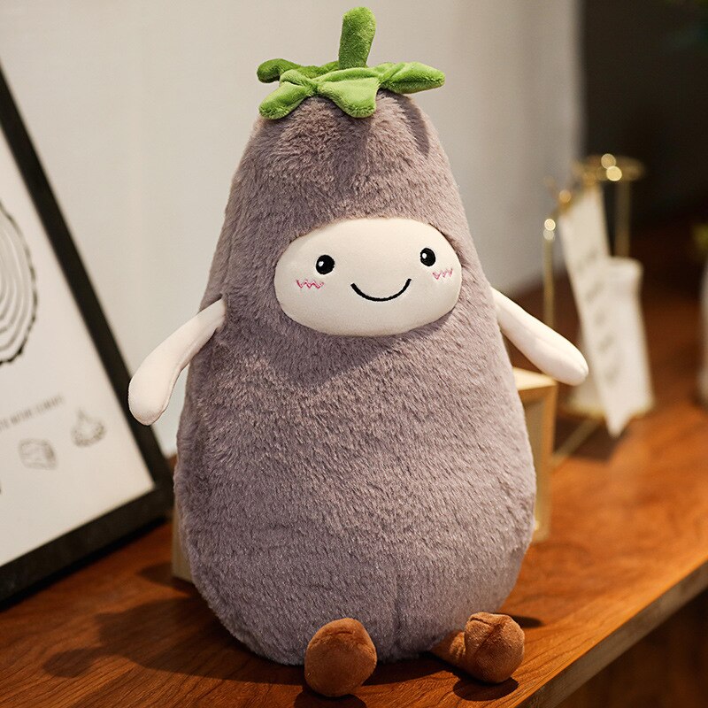 Coussin en peluche pour enfants, simulation de fruits, oreiller doux, jouets en peluche pour enfants, filles, bébé, canapé-lit, coussin de siège, décoration amusante: Aubergine / Petit