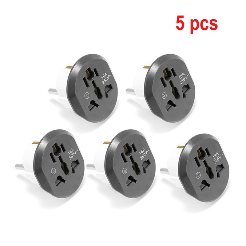 5Pcs Universele Eu Converter Eu Adapter 2 Ronde Pin Socket Au Vs Uk Cn Naar Eu Stopcontact Ac 16A 250V Travel Adapter