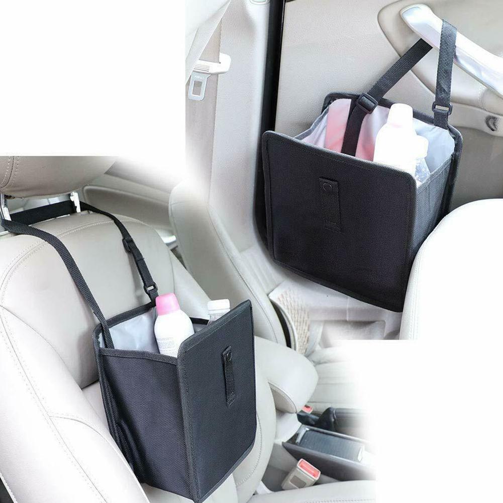 Oxford Cloth Car Garbage Organizer Folded Leakproof Trash Bin Bag with Cover Lid Hanging Traveling Foldable Leak Proof Trash Bag