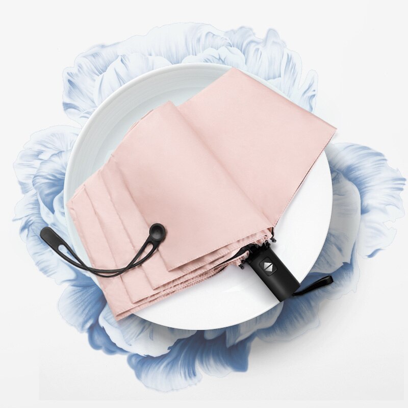 Sombrilla de 3 Paraguas plegable bonita y automática, sombrilla súper ligera, sombrilla pequeña, sombrilla de protección para la playa, Paraguas UV para la lluvia para mujeres