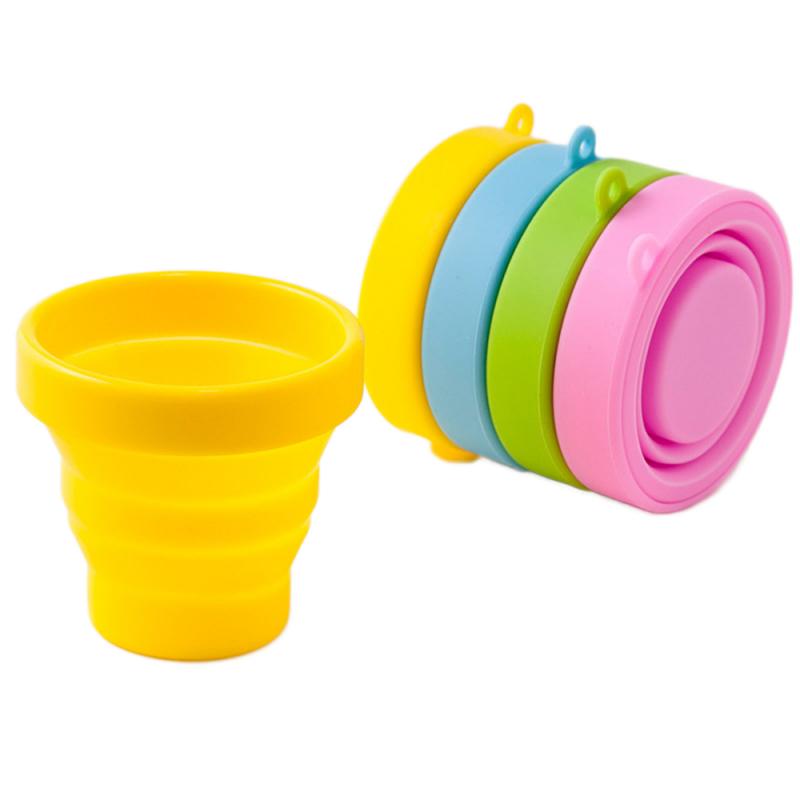 Vasos plegables de silicona retráctiles para niños, portátil de taza de agua Color caramelo, suministros de viaje al aire libre, 1 ud.