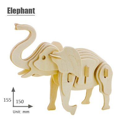 3d three-dimensional wooden animal jigsaw puzzle toys for children diy handmade wooden jigsaw puzzles Animals Insects Series: Elephant