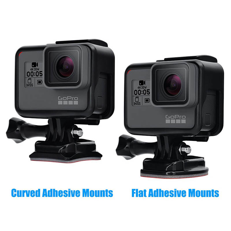 Soportes adhesivos para GoPro 9 8 7 5 6, soportes planos curvos 3M, almohadillas adhesivas para Go Pro Xiaomi Yi SJCAM, cámara de acción, tablero para casco, coche