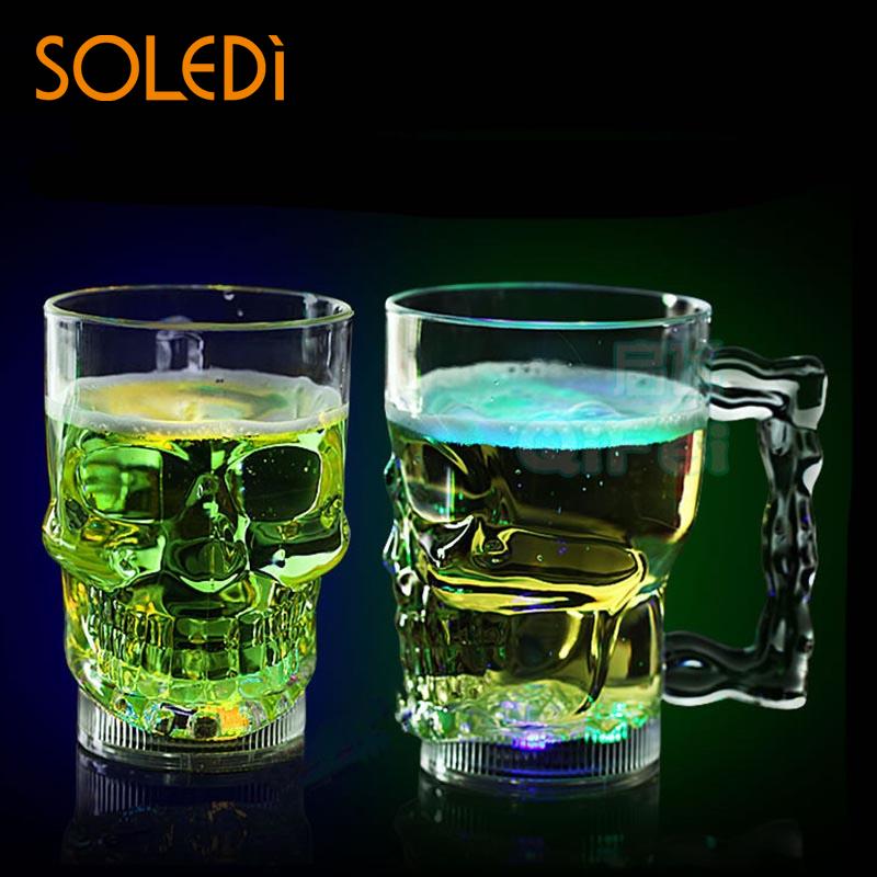 Led skalle kopp bar pub öl dryck dryck mugg barware aktiverad skalle huvud vodka shot vinglas bar vin