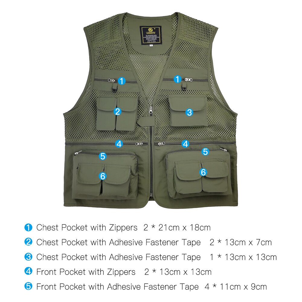 Gilet da pesca gilet da pesca traspirante da viaggio con tasche Multiple con cerniera gilet da lavoro estivo per escursioni all'aperto