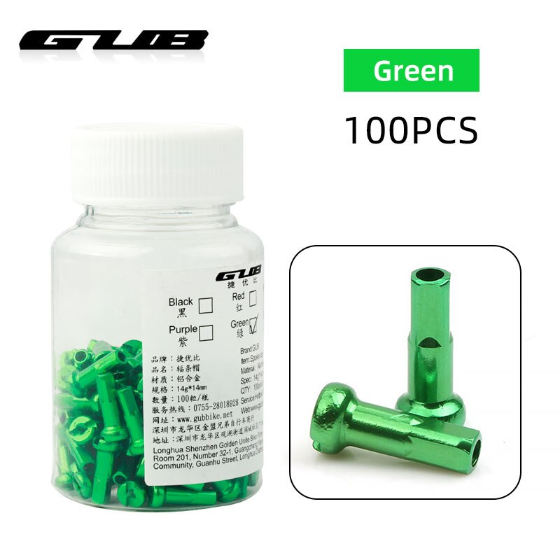 GUB 100PCS Spoke Caps CNC-machined Anodized G14 Spokes Nipples Alloy Light Weight Multi Color Options Bicycle Wheel Rim Parts: Spoke Nipple Green