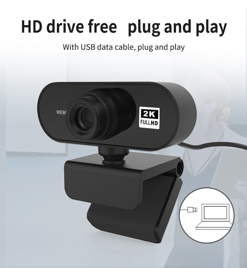 Fixed Focus 2K HD Webcam Built-in Microphone High-end Video Call Camera Computer Web Camera For PC Laptop Live Meeting