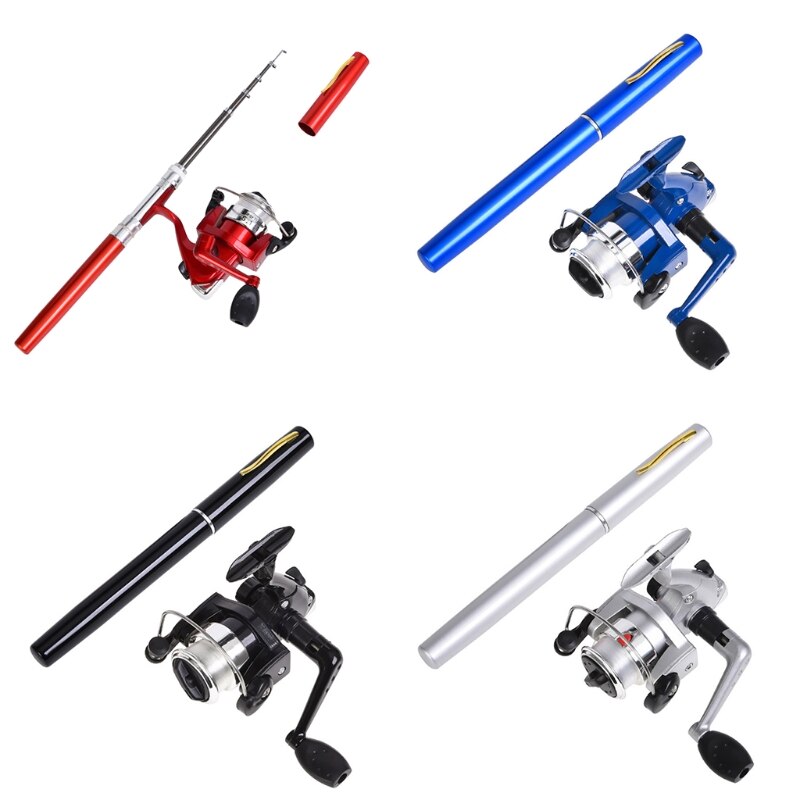Telescopic Fishing Rod + Spinning Reel Combo Kit Pen Fishing Rod Reel Combo Set Premium Mini Pocket Fishing Po-le
