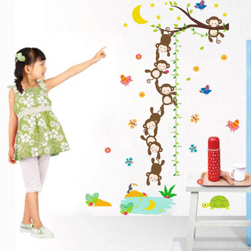 Bos Aap Vissen Maan Muurstickers Serie Voor Baby Kinderkamer Kleuterschool Hoogte Grafiek Muursticker Home Viryl Decals