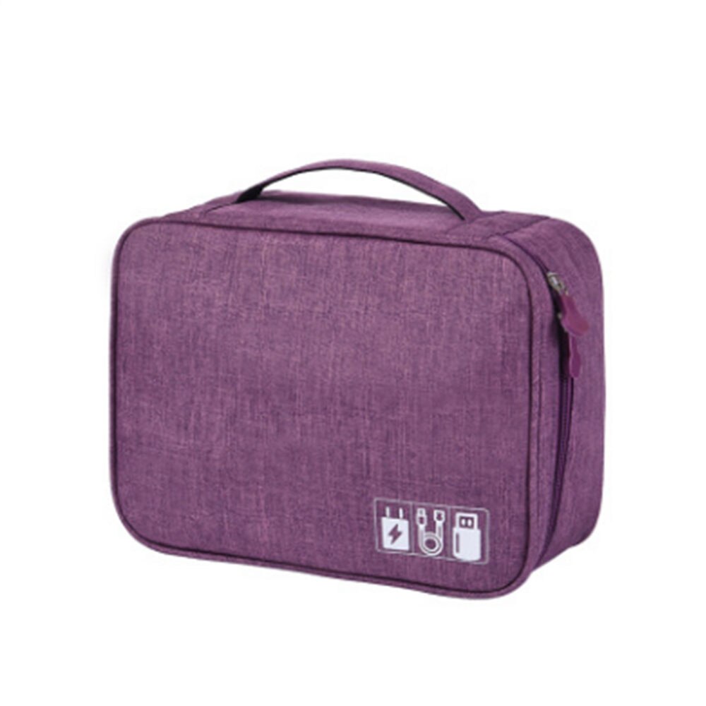 Opbergtas Reizen Closet Organizer Case voor Hoofdtelefoon Digitale Draagbare Rits Accessoires Lader Datakabel USB Bag Organizer: purple