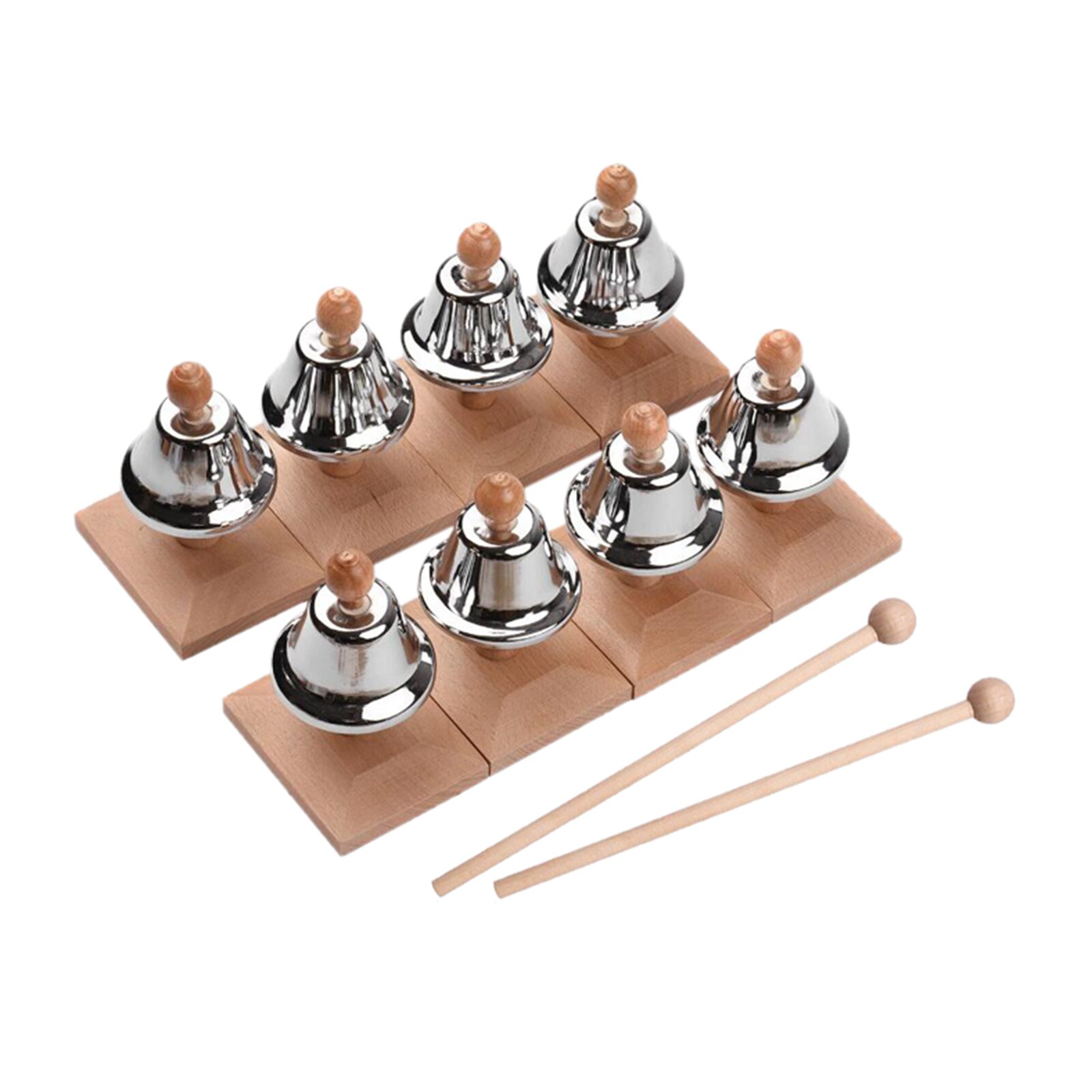 8 Notes Diatonic Hand Bells Education Percussion Instrument Birthday: Beech Wood