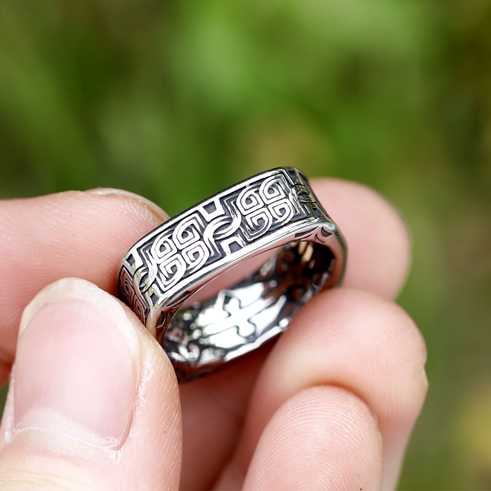 Anillo de nudo celta vikingo con forma cuadrada para hombre, especial de acero inoxidable, joyería Punk de Hip Hop, , novedad de 2023