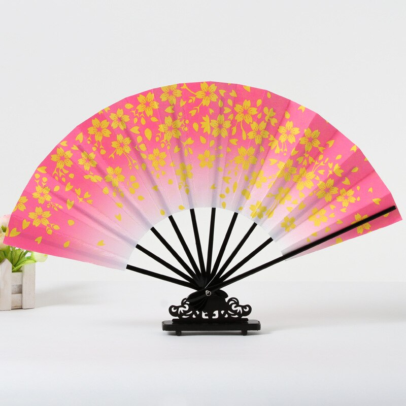 Rijst Papier Bakken Lak Side Bot Eetstokjes Fan Gedrukt Pocket Fan Woondecoratie Patroon Dans Handheld Fan: color8