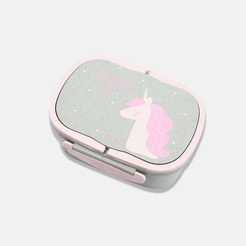 Eco-Friendly Leak-Proof Bento tiffin Box Microwave Child Lunch Wheat Straw with Handle For Kids School Food Container dinnerware: 1