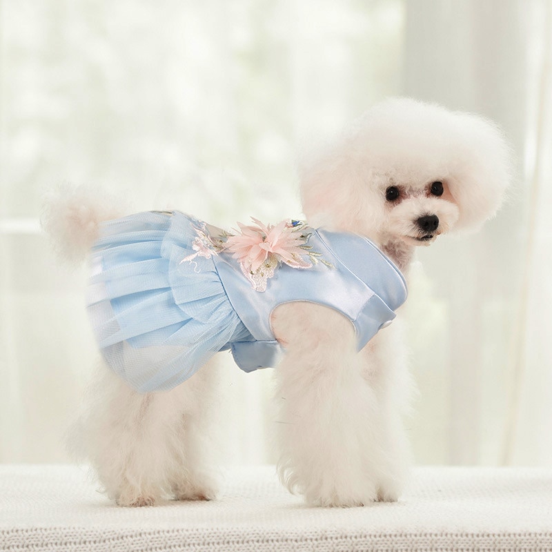 Satin Pet Clothes Princess Wedding Dog Dress for Small Dogs Summer Yorkshire Costume Tutu Skirt for Cat 10A
