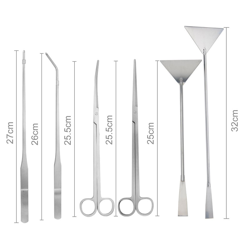 Aquarium Live Plant Fish Tank Tools Set Scissors Tweezers Gravel Leveler Stainless Steel Tools For Live Plants Grass Kit