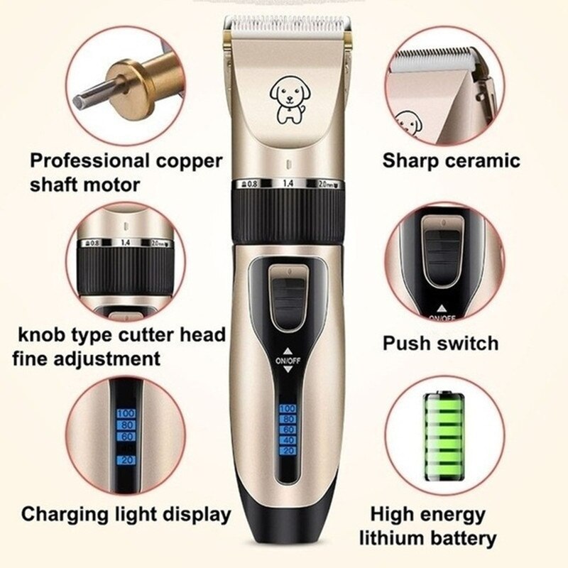 Pet Dog Grooming Kit clipper Electrical Trimmer Rechargeable Grooming Cordless Hair Tool Haircut Shave Machine Set