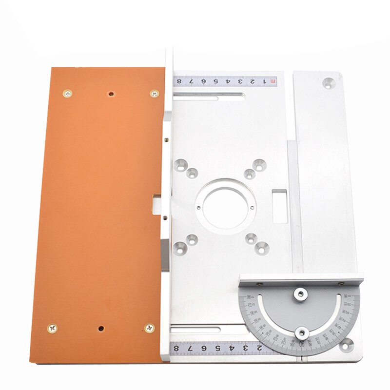Placa de inserción de mesa enrutadora de aluminio, fresadora eléctrica de madera, tabla abatible con calibrador de inglete, sierra de mesa, banco de trabajo para carpintería
