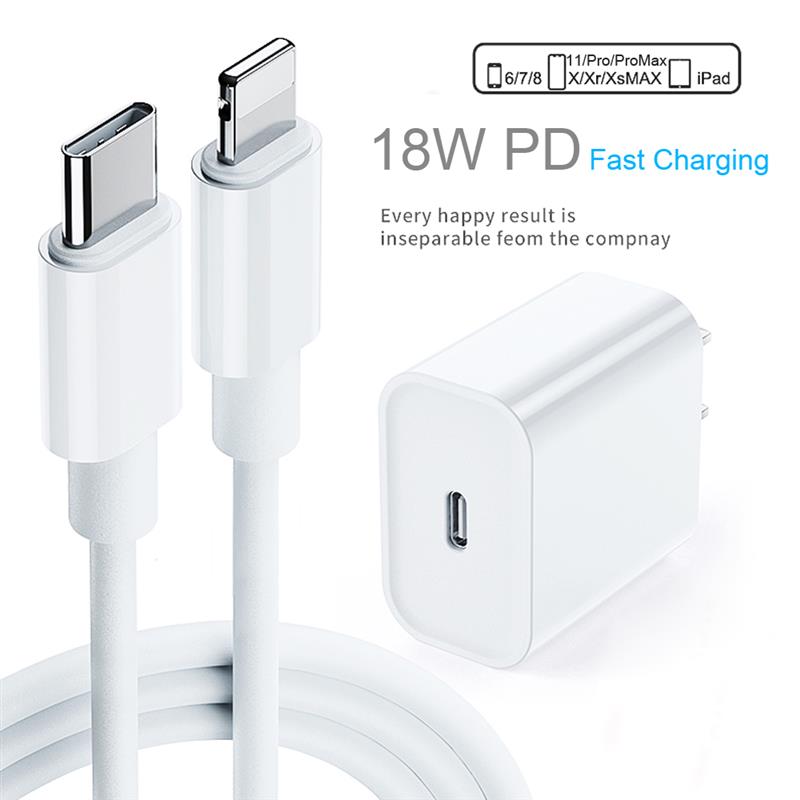 PD Fast Charging 18W 9V/2A USB-C Type-C for Lightning Cable Charger Adapter For iPhone 11 12 Pro Max se iPad Mini Pro Air