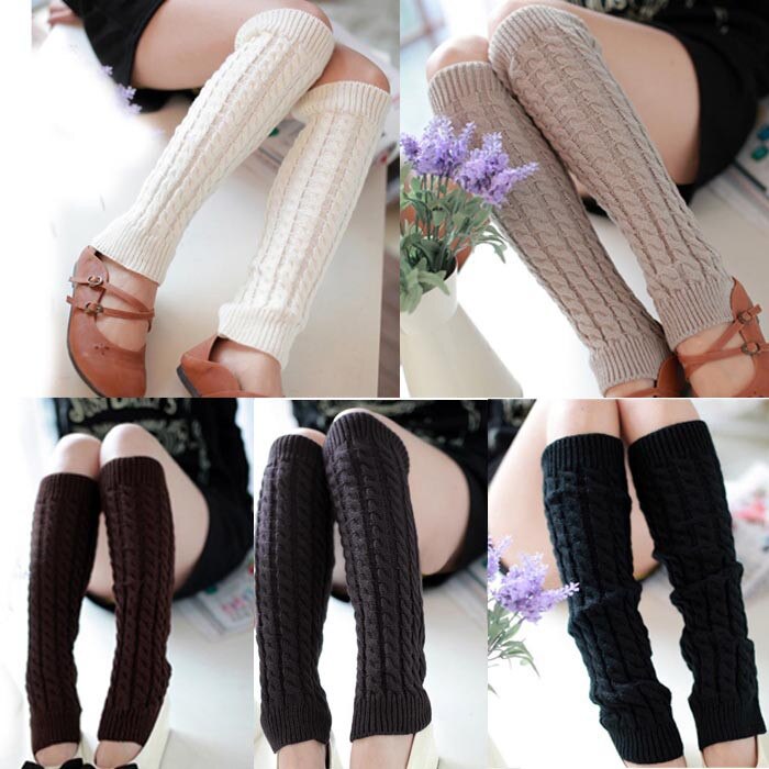 Jambières chaudes pour femmes | Chaussettes longues tricotées, en Crochet, hiver