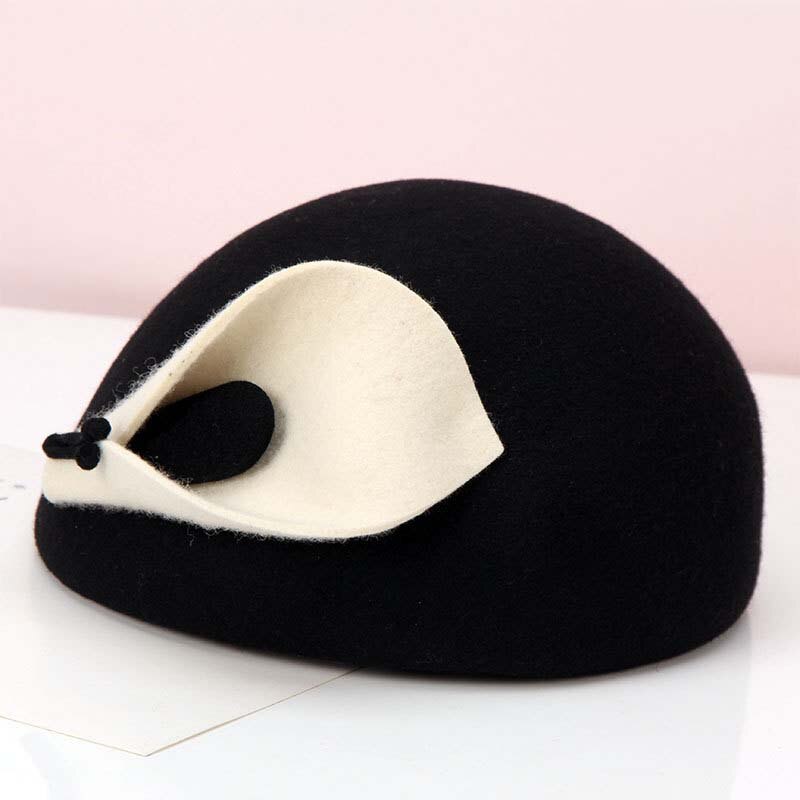QDKPOTC nueva Flor de lirio fieltro boina Noble mujeres tocado Fedora sombrero cena boda sombreros