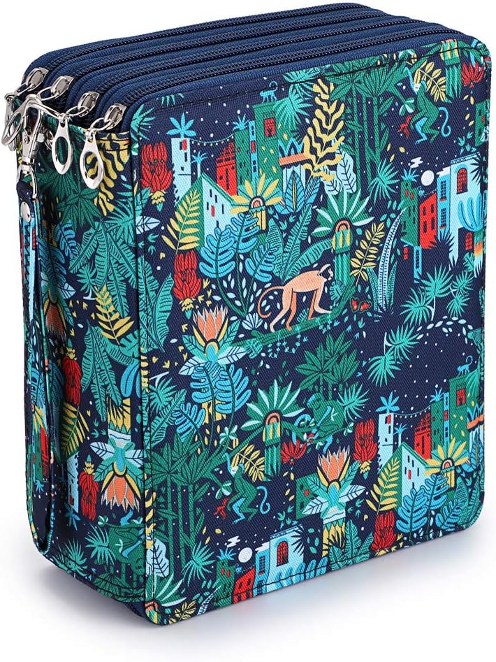 Colored Pencil Case- 160 Slots Pencil Holder Pen Bag Large Capacity Pencil Organizer with Handle Strap Handy Colored Pencil Box: black