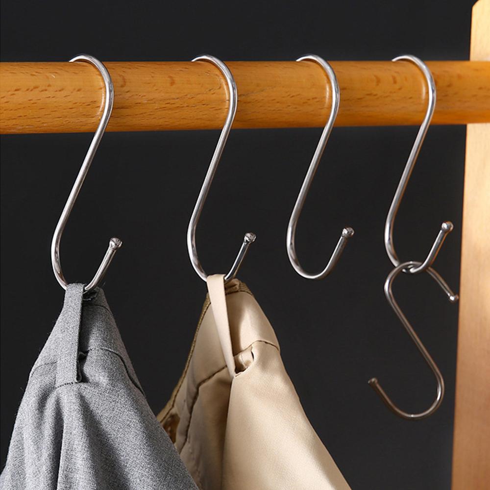 10/15pcs Stainless Steel S Hooks Pot Pan Storage Hanging Hanger Household Hooks for Kitchen Pan Wall Mounted Pot Rack Tool