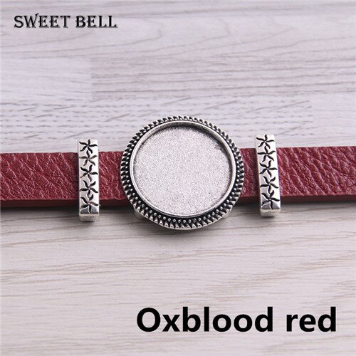 5pc PU Bracelets Bangles Base Setting Cuff Blank Trays Brazel fit 18mm Glass Cameo Dome Cabochon DIY Jewelry Findings D6442: Oxblood red