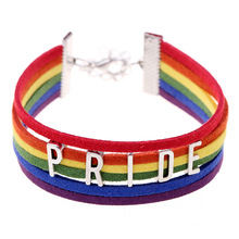 Multi-Layer Rainbow Leather LGBT Bracelets For Women Men Adjustable Bangles Gays Lesbian 'PRIDE','EQUALITY' Letter Pulseras