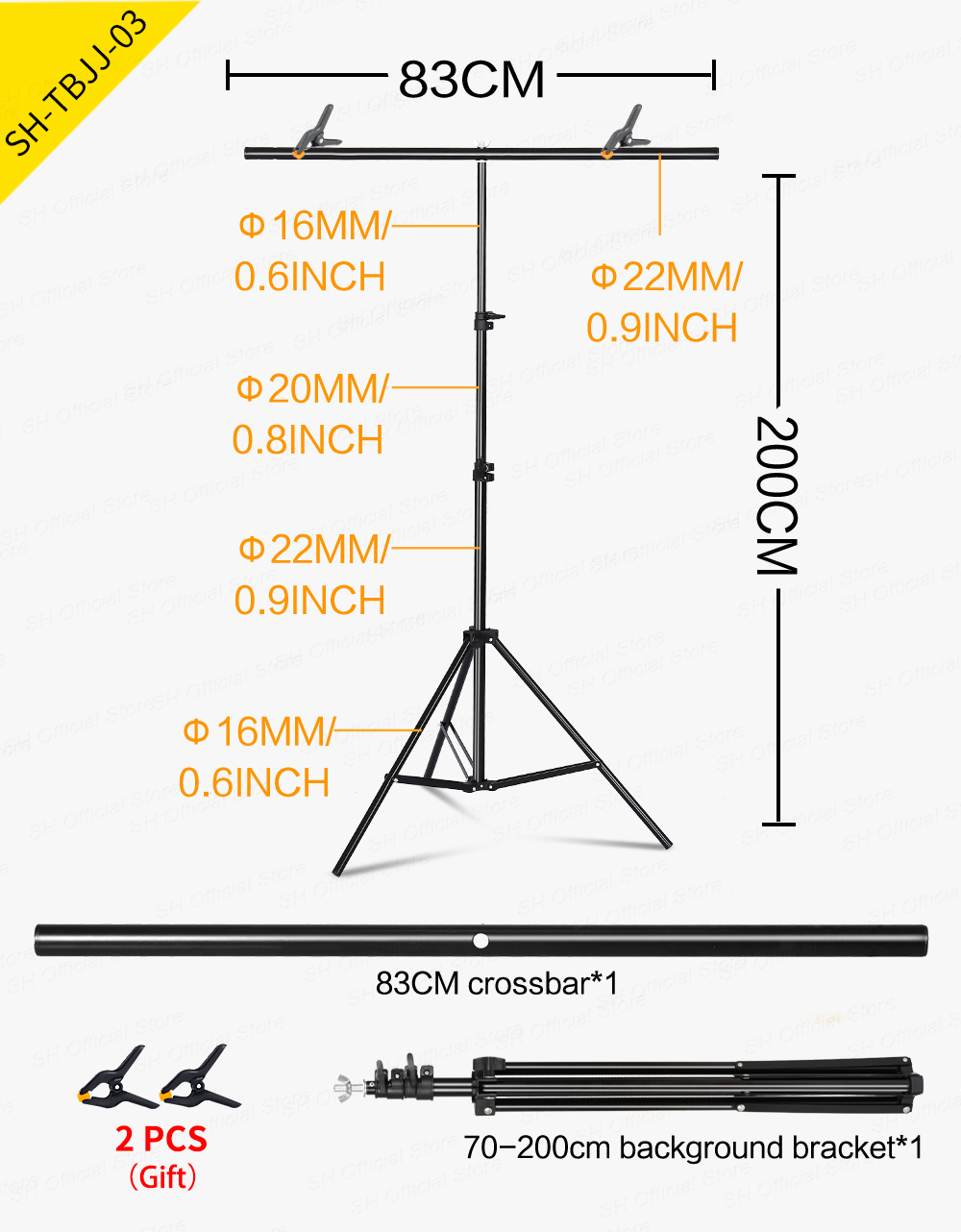 SH T-shaped Stand Backdrop Frame Aluminum Photography Photo Studio Green Background Support System for Video Chroma Key Screen