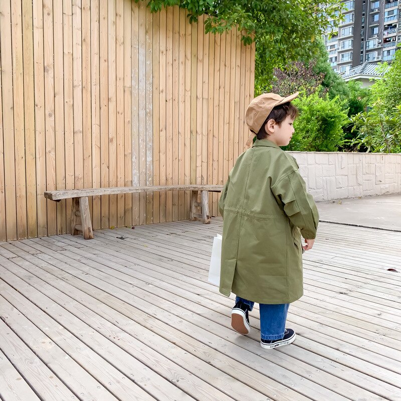 3868 freundlicher Mantel Neue Herbst Trenchcoat Koreanische Jungen und Mädchen Oberbekleidung 2 Farben 1-7 Jahr freundlicher lange Mantel Jacke