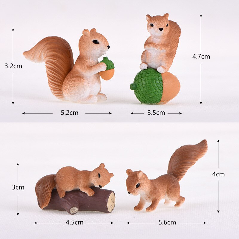 Micro Landscape Cute Squirrel Miniature Figurines Fairy Garden Ornaments Christmas Decoration for Kids Room Year 1PC: 1PC random model A