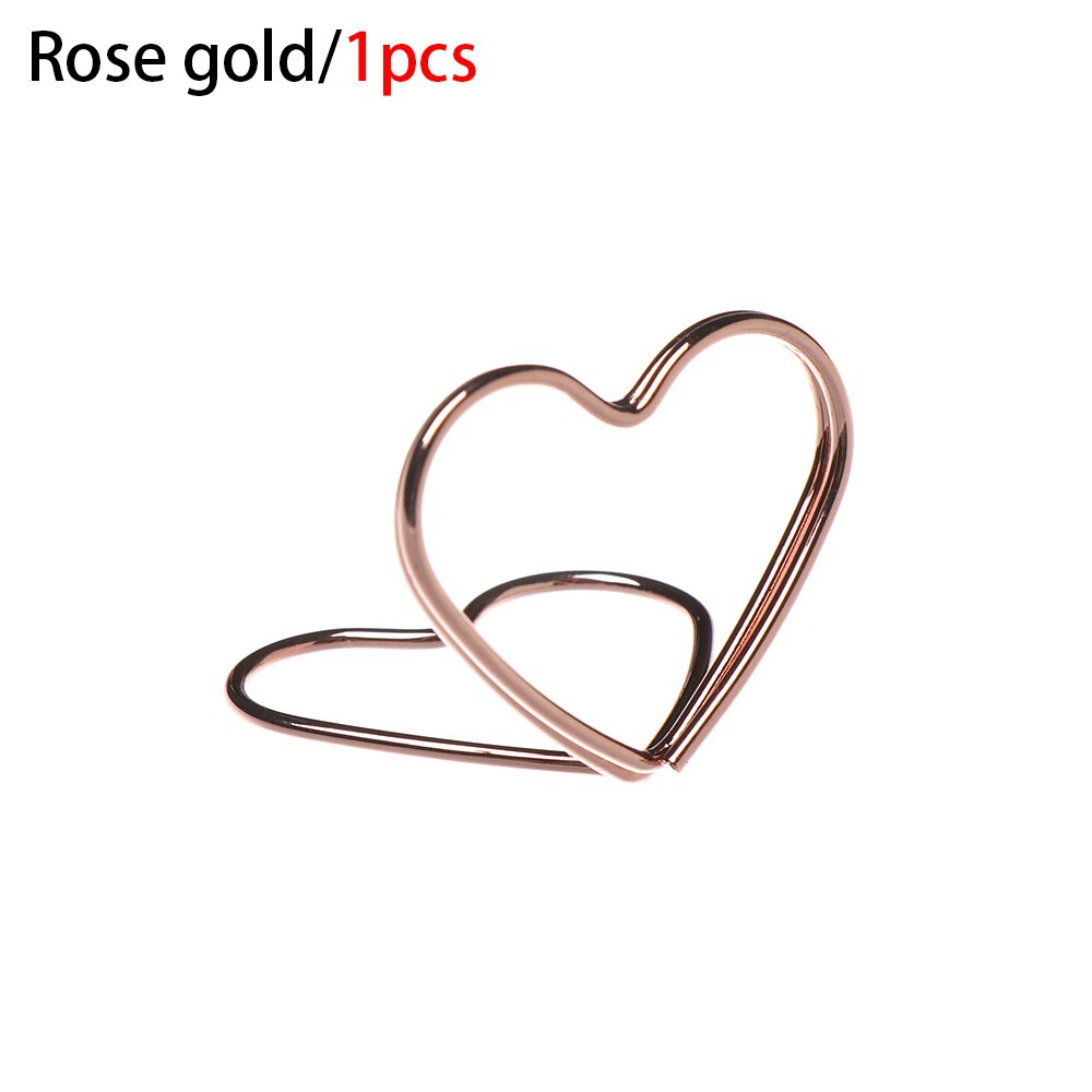 1 pc romantiska hjärta diamant fotoklämma metall plats korthållare cool bröllopsfest skrivbordsdekoration bord nummer stativ: Typ 3-1pc roséguld