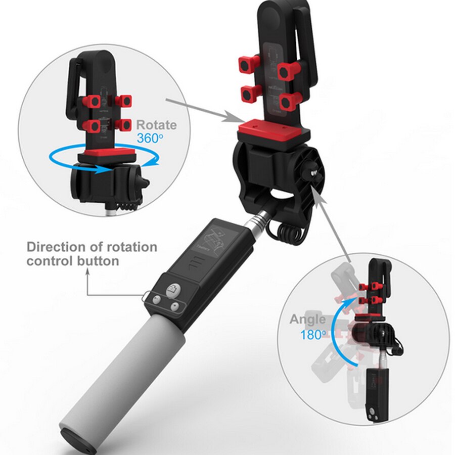 360 Rotation Wireless Bluetooth Selfie Stick - 812mm Extended - Handheld Remote Control for Android iOS