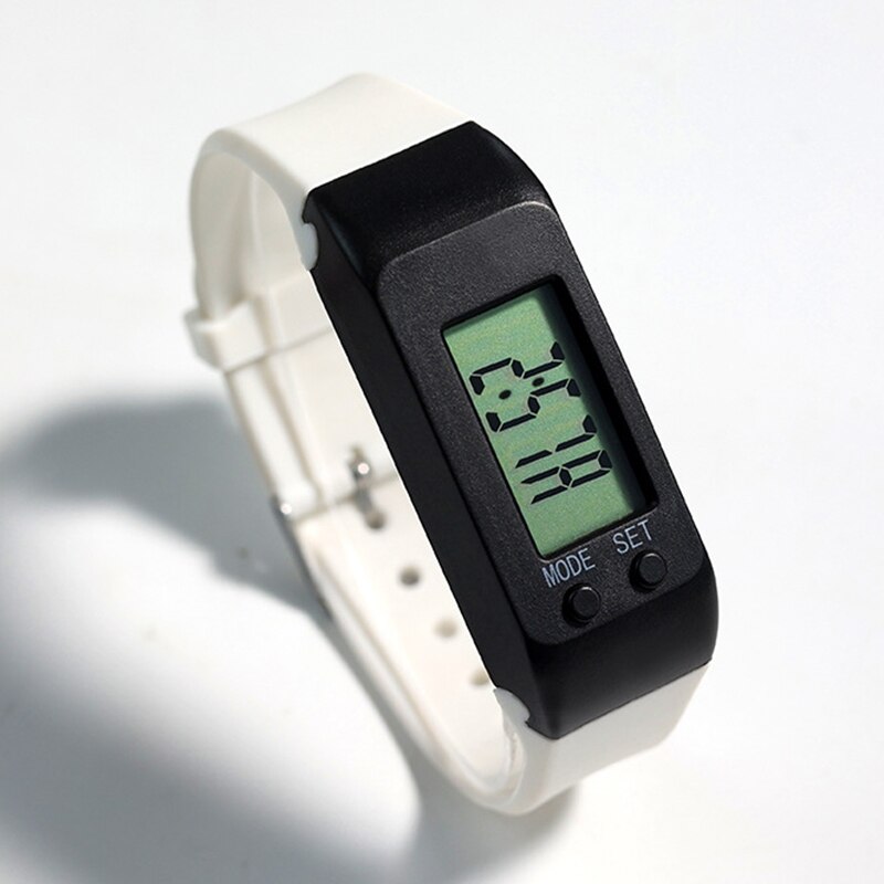 LCD Pedometer Digital Wristband Walking Running Distance Counter Outdoor Sports LCD Pedometer Digital Wristband AUG889: white