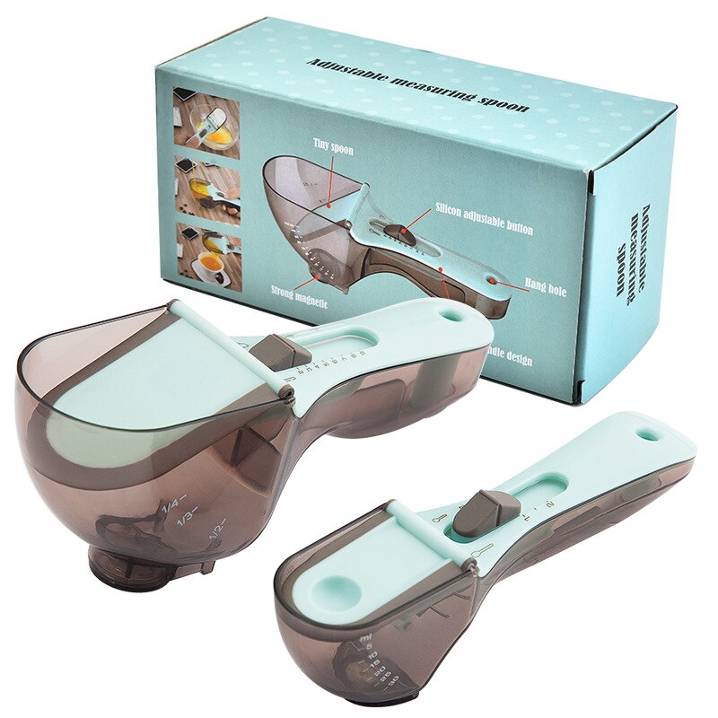 Kitchen Tools Plastic Scale Measuring Spoon Set Adjustable Measuring Spoon Plastic Scale Measuring Spoon Set Baking Tool