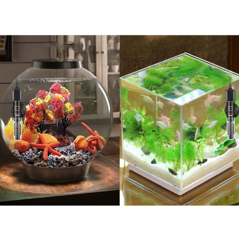 Calentador de acuario de 25W y 50W, calentador de temperatura constante, termómetro sumergible para tortuga y pecera, tubo de cuarzo con varilla de ventosa