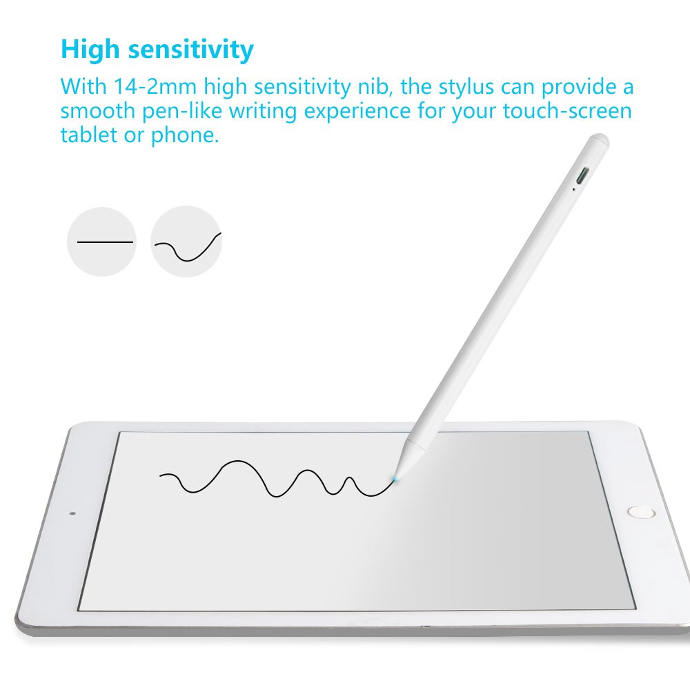 High Sensitivity Tablet Pen Stylus White Compact Superfine USB Charging Magnetic Active Tablet Pencil 14-2mm High Sensitivity